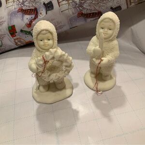 Snow Baby Figurines 2 WREATH & CANDLE